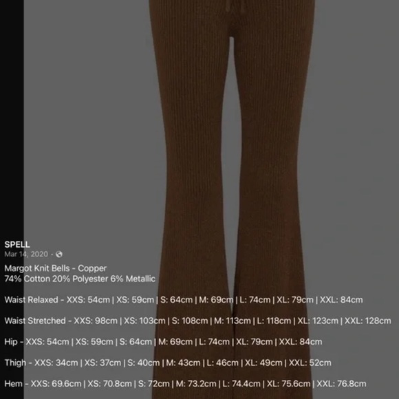 Spell and the gypsy collective Margot Knit Bell Bottom Pants NWT - Picture 8 of 8